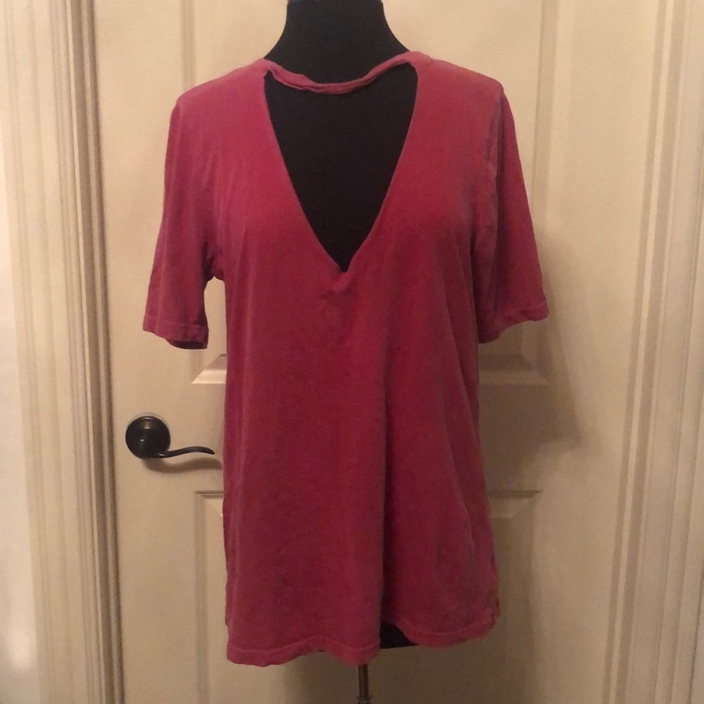 red cutout t-shirt